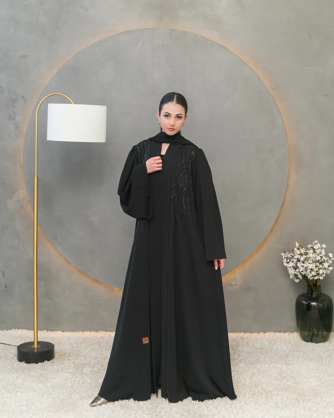 BEDOON ESSM HANDWORK BEADED ABAYA HBP01