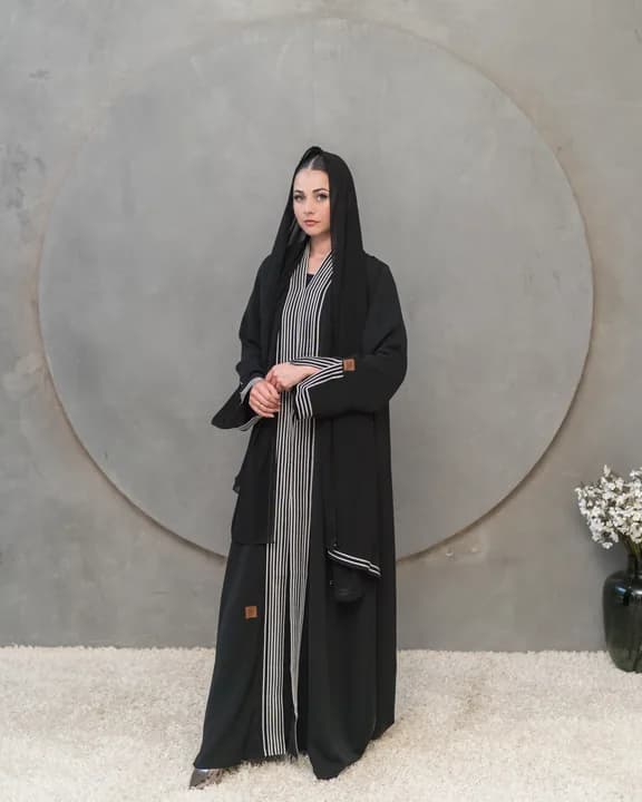 BEDOON ESSM STRIPE DOORI ABAYA DST01
