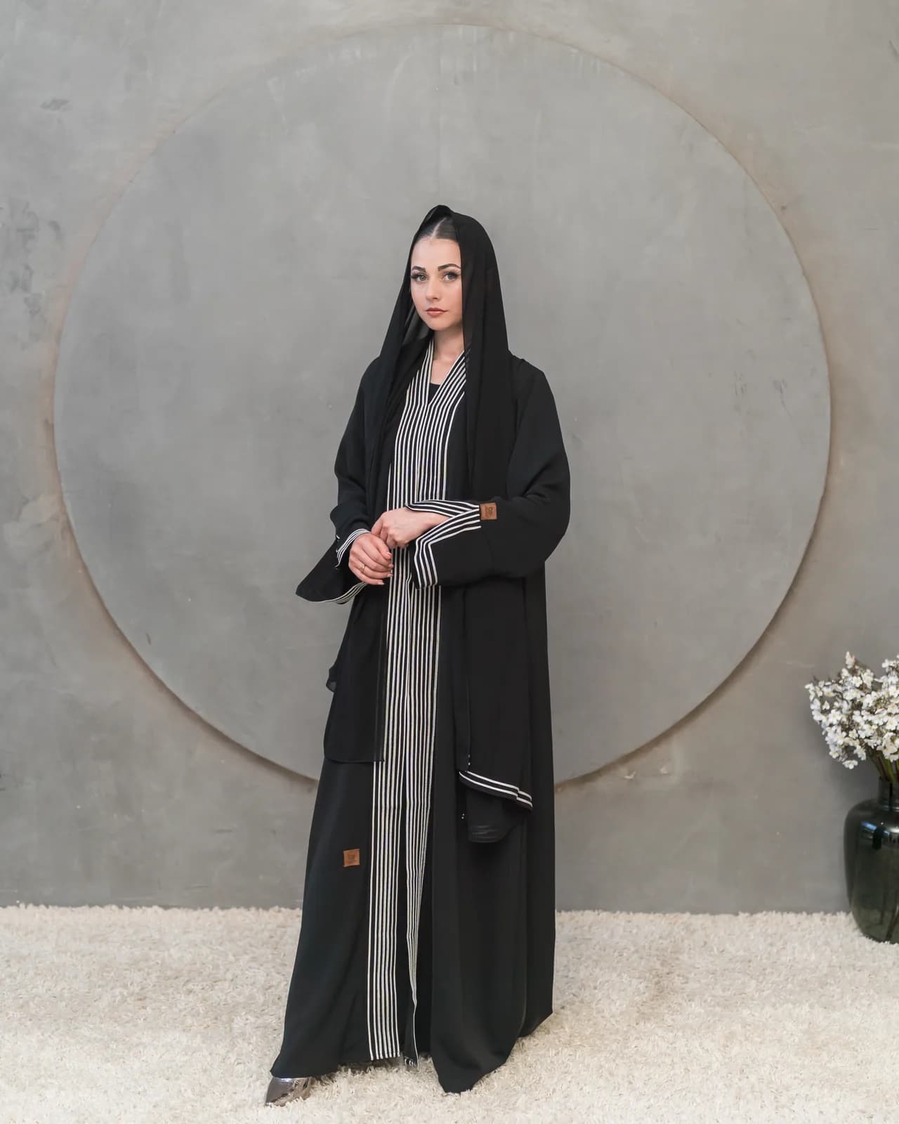 BEDOON ESSM STRIPE DOORI ABAYA DST01