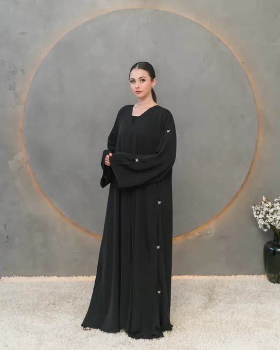 BEDOON ESSM SILVER BUTTERFLY ABAYA SBF02
