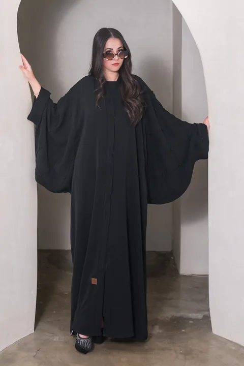 BEDOON ESSM FARASHA BATWING BEADED ABAYA FBB01