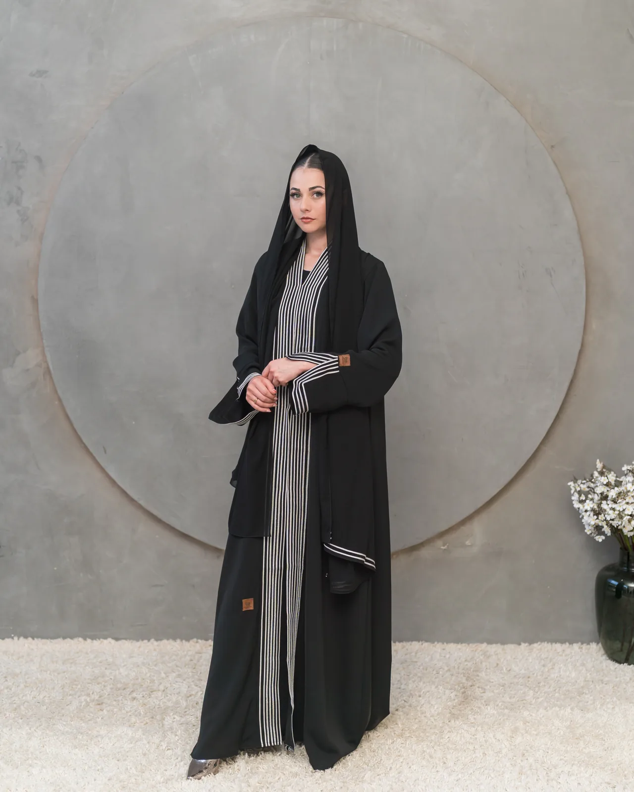 BEDOON ESSM STRIPE DOORI ABAYA DST01