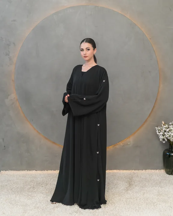 BEDOON ESSM SILVER BUTTERFLY ABAYA SBF02