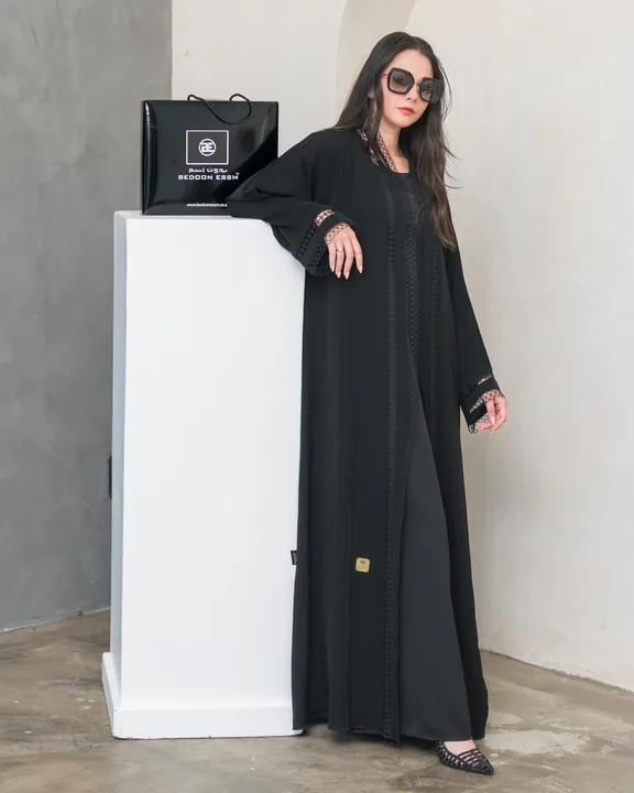 BEDOON ESSM Geo Lace Open Abaya GLOA01